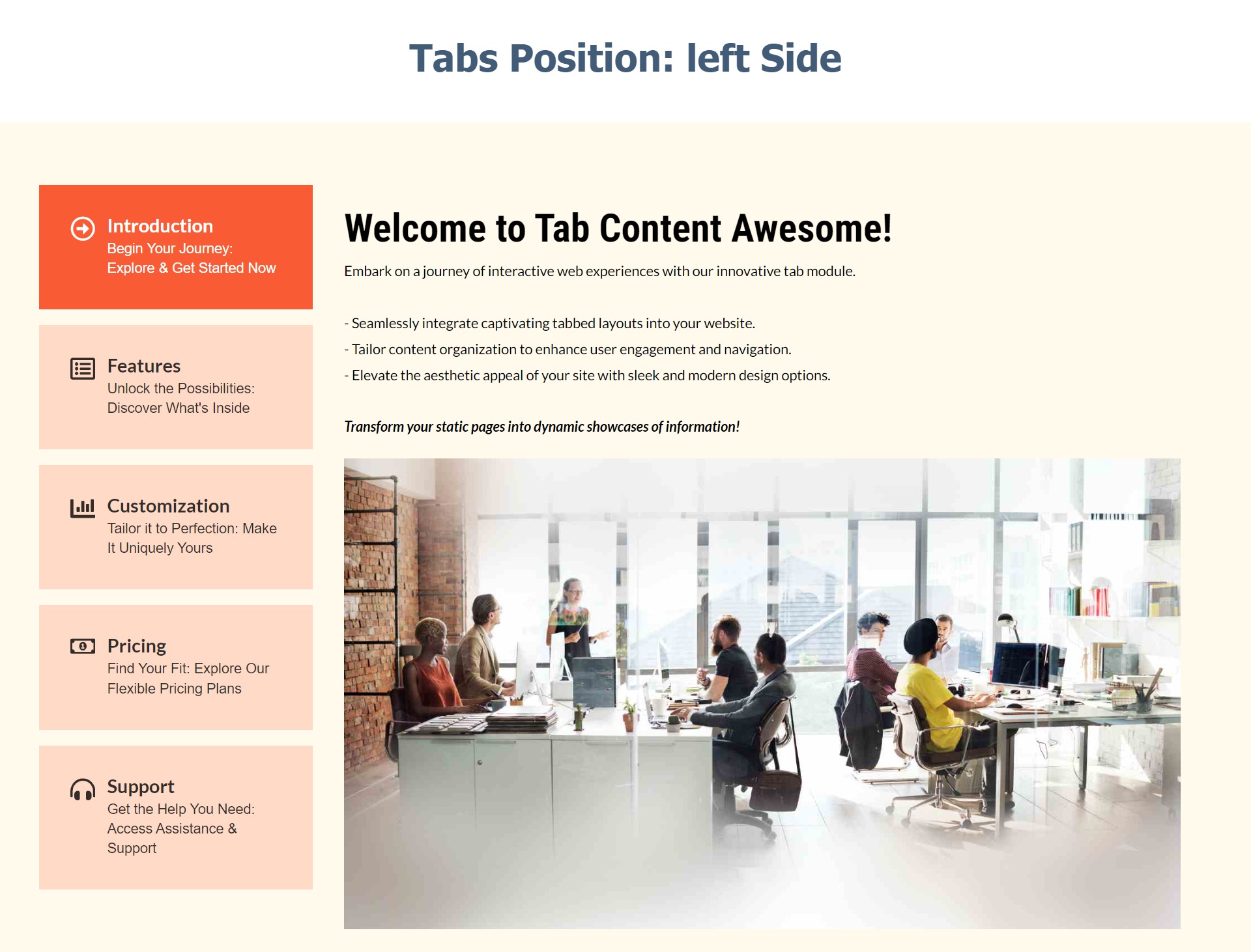 Tabs Position: left Side