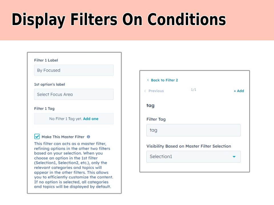 Master Filter with Conditional Sub-Filters Display