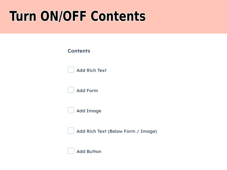 Turn ON/OFF Contents